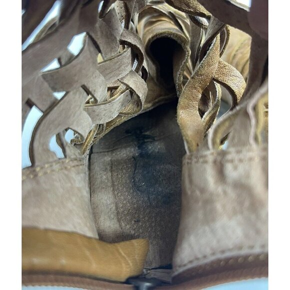 Free People Carrera Bootie Woven Ankle Boots Vintage Tan Leather Size 39 US 8.5 - Picture 7 of 8